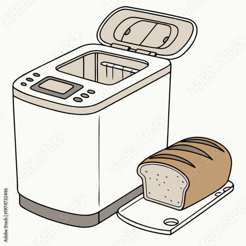A white bread toaster with a loaf of bread