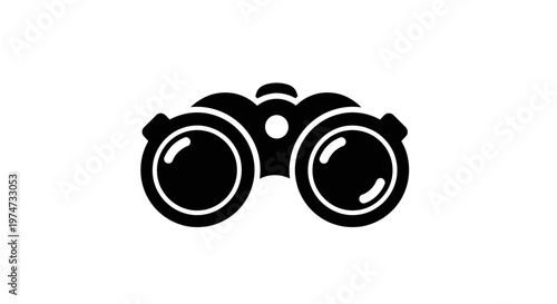 Black Binoculars Icon Isolated Closeup View.