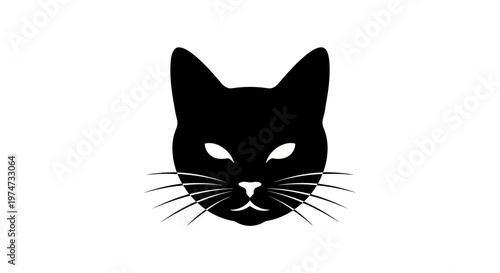 Black cat face silhouette closeup.