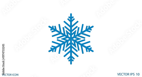 Blue Snowflake Winter Weather Symbol Isolated.