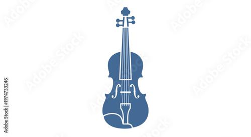 Blue violin musical instrument silhouette.