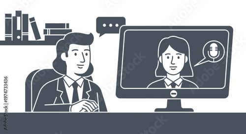 Business people having online video conference call from office
