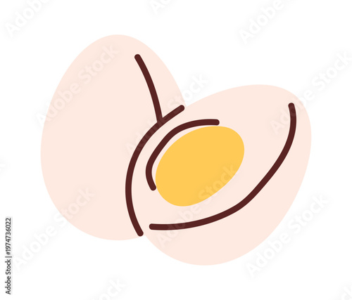 Egg Cracked With Yolk Line Art