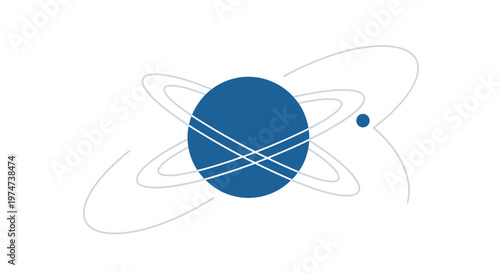 Blue Planet with White Lines Orbit.