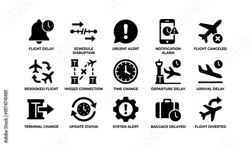 Flight delay icons: alerts for canceled flights and notifications