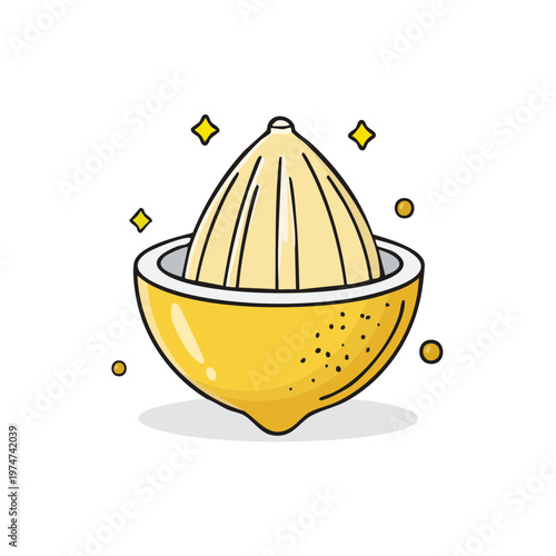 Freshly Squeezed Lemon Juice From a Citrus Juicer Surrounded by Sparkling Stars