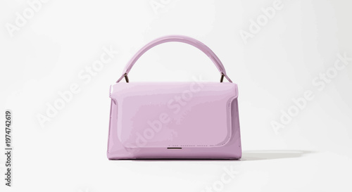 Pink leather handbag with handle.