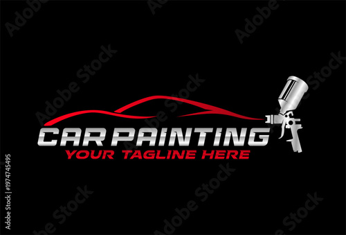 Airbrush Car Paint Logo Automotive Spray Painter Service Garage Badge Vector Illustration