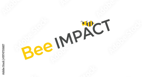 Bee impact concept with flying bee and text on white background symbolizing environmental importance