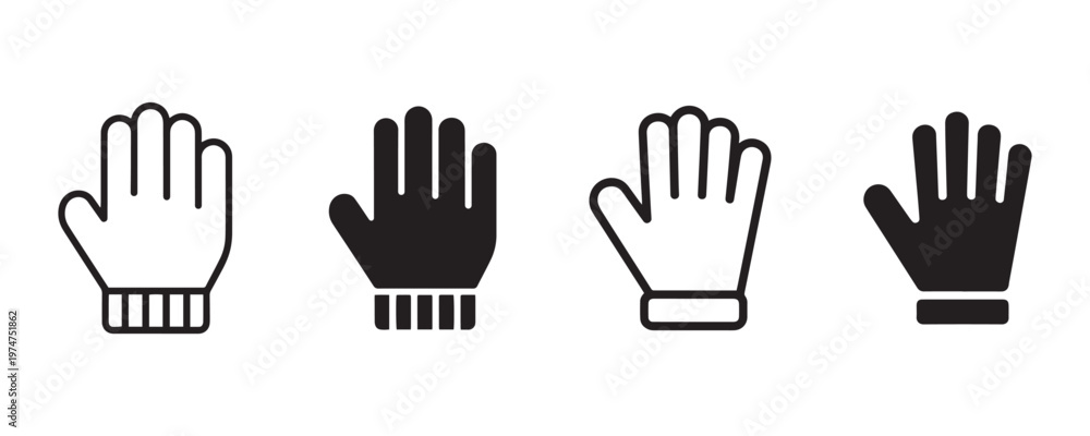 Fototapeta premium Minimal Winter Gloves Icons Set in Line and Solid Style Vector Illustration