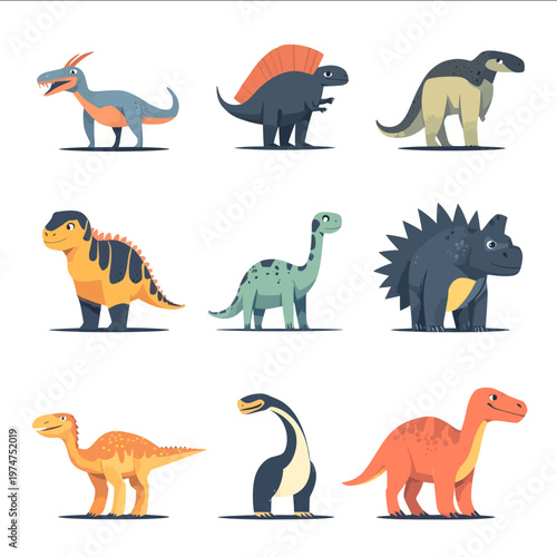 simple vector extinct animals clipart illustration white background vector art style simple design flat illustration no shadows