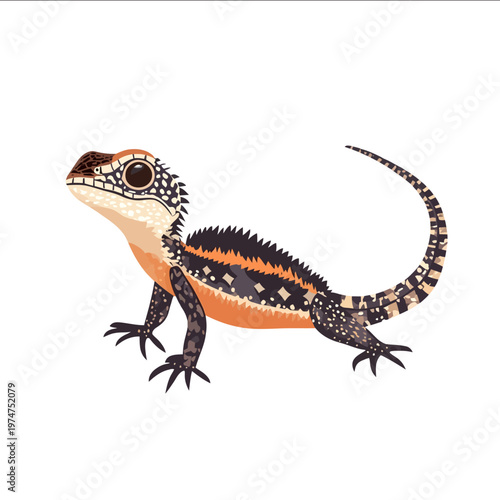 simple vector spiny lizard clipart illustration white background vector art style simple design flat illustration no shadows