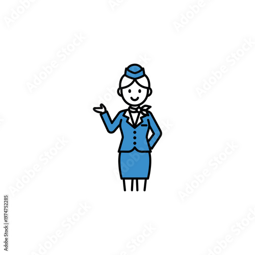 Cartoon female flight attendant smiling.