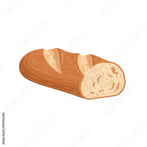 A sliced loaf of bread lying.