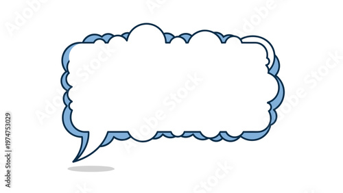 Empty blue speech bubble with a soft cloud-like outline designed for text placement, dialogue representation, or social media communication.