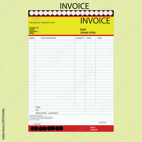 A simple modern editable invoice design template