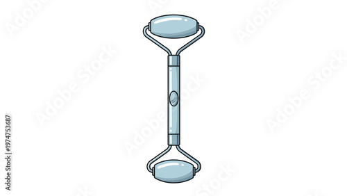 Facial beauty tool featuring a double ended jade roller for skincare massage and relaxation in a clean vector style.