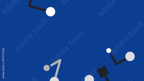 Blue Abstract Background with Geometric White and Black Shapes
