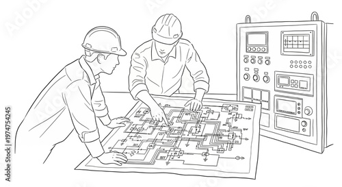 Detailed illustration of an electronic circuit board with wires and components