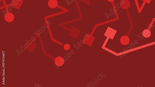 Abstract Red Circuit Patterns on Deep Red Background