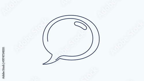 Minimalist thin line drawing of a circular speech bubble with a slight glossy highlight offers a modern communication icon.