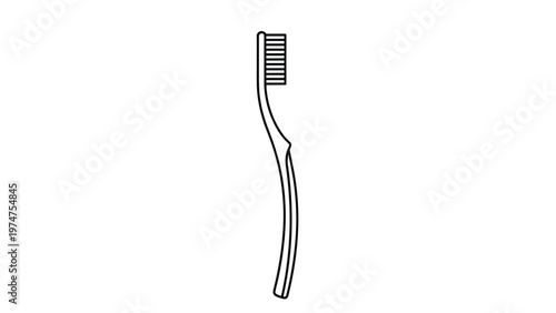 Simple black outline of a modern toothbrush represents dental hygiene, personal health care, and daily morning routines.