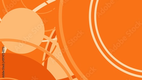 Bright Abstract Orange Circles and Curves Pattern