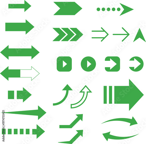 いろんな形の矢印のアイコンセット