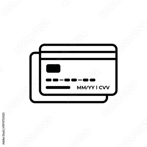 Credit card icon. minimal outline contactless payment and banking vector illustration.