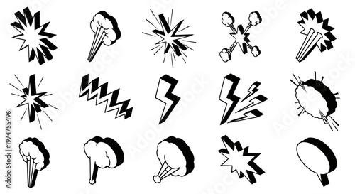 Collection of various explosion graphics.