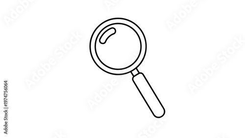 Simple black outline of a magnifying glass or loupe tool isolated on a solid white background for search concepts.