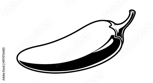 Fresh Jalapeño Pepper Vector, Glossy Spicy Chili Illustration for Food Design