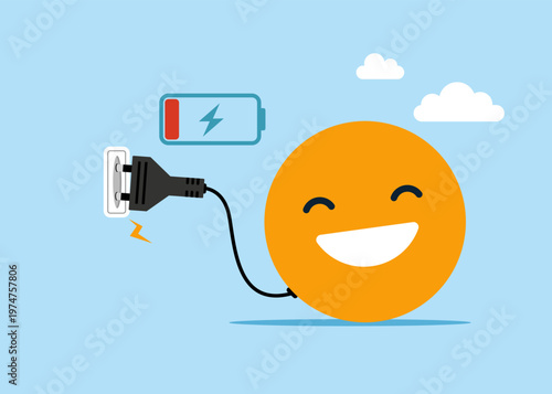 Tableau sur toile The happy smiley feeds electricity