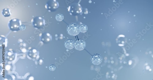 Polyvinylidene fluoride rotating 3D model of fluoropolymer, seamless looped video
