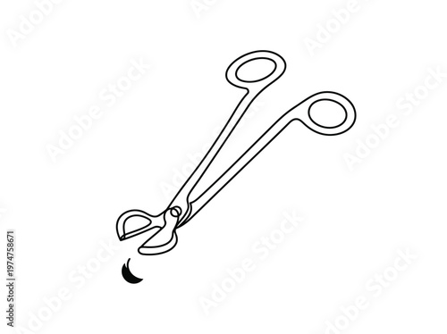 Candle Wick Trimmer with Falling Crescent Wick Single Continuous Line Drawing Minimalist Monoline Vector Illustration