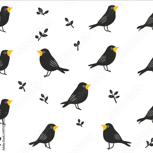 vector canary silhouette black on white background simple shapes svg pattern