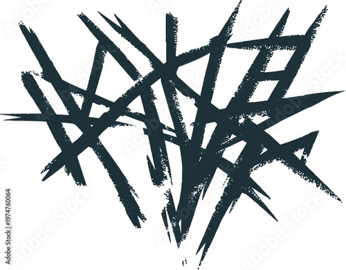Expressive rough abstract monochrome brush strokes