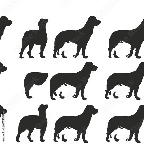 vector companion dog silhouette black on white background simple shapes svg pattern