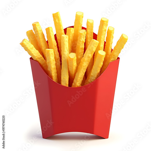 Crispy golden french fries in a realistic style