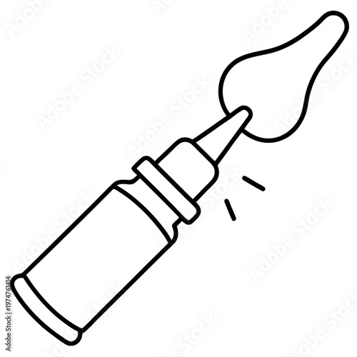 Saline nasal spray line art vector
