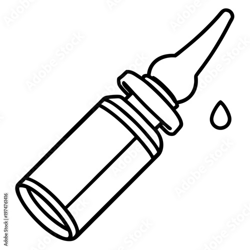Saline nasal spray line art vector