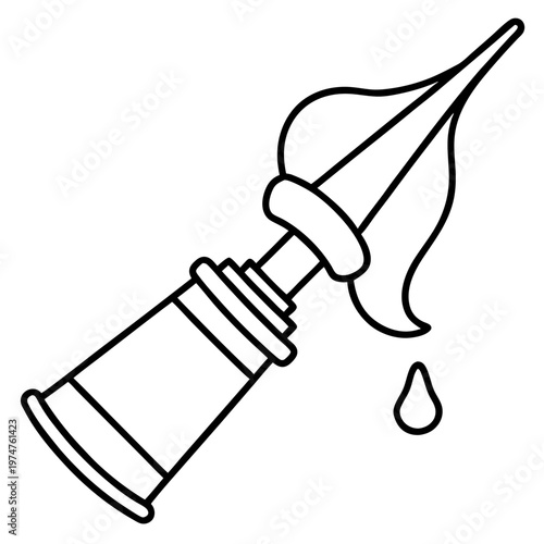 Saline nasal spray line art vector