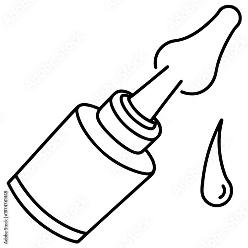 Saline nasal spray line art vector