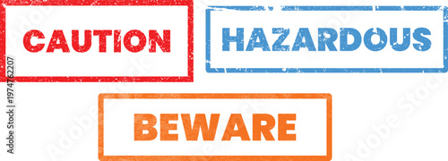 Warning sign collection caution hazardous and beware labels in vibrant colors