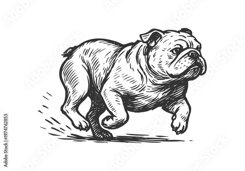 Foto English Bulldog hand drawn simple sketch vector illustration