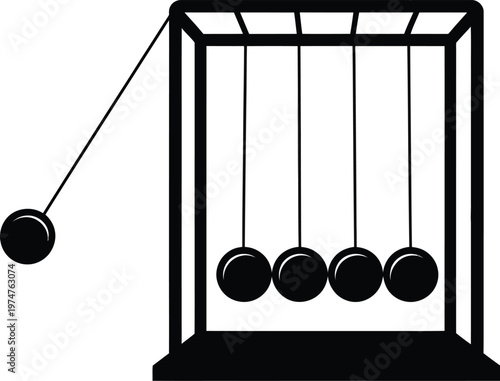 Silhouette of pendulum with five hanging balls