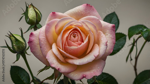 pink rose on a green background
