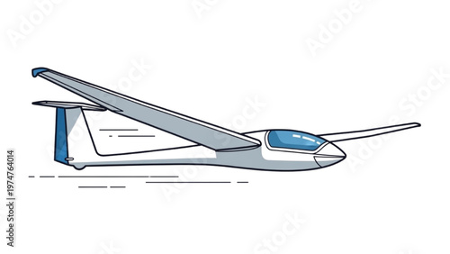 Vector CAD design of a sleek glider soaring through clear skies
