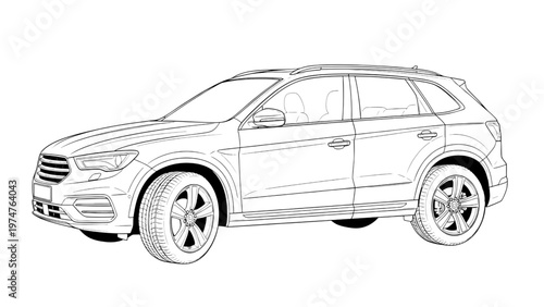 Modern SUV Car Outline Automotive Vector Illustration