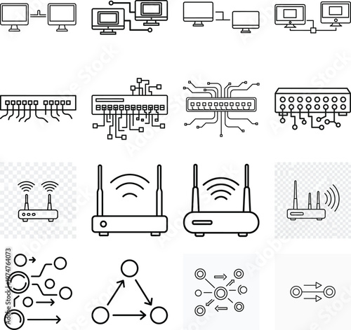 Network connection computer routers and data flow diagrams